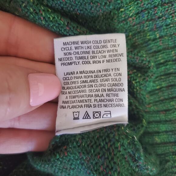 Karen Scott | Pretty Green Speckled Cable Knit Stretch Sweater - Picture 6 of 6